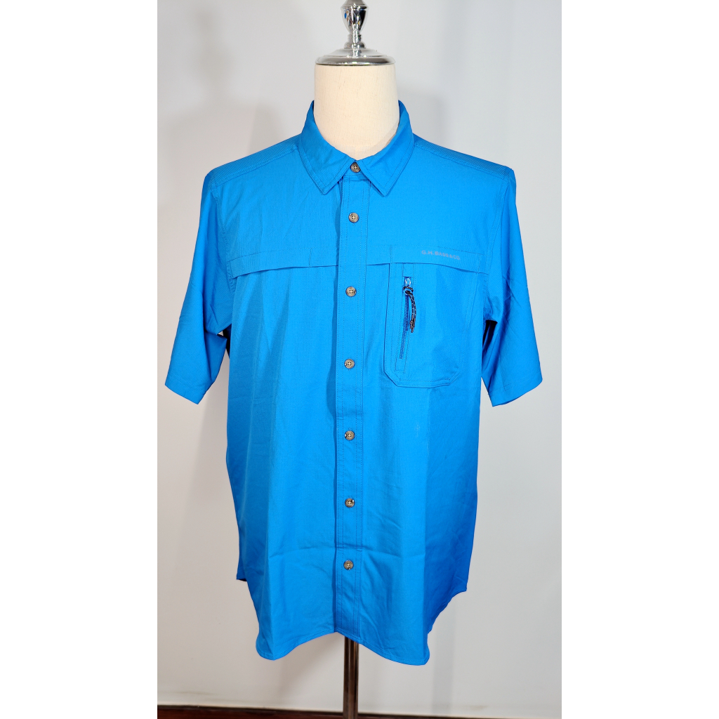 G.H. Bass & Co:เสื้อเชิ้ตผู้ชายสีน้ำเงิน Klein Blue แบบแห้งเร็ว สำหรับกีฬากลางแจ้ง ระบายอากาศ น้ำหนั
