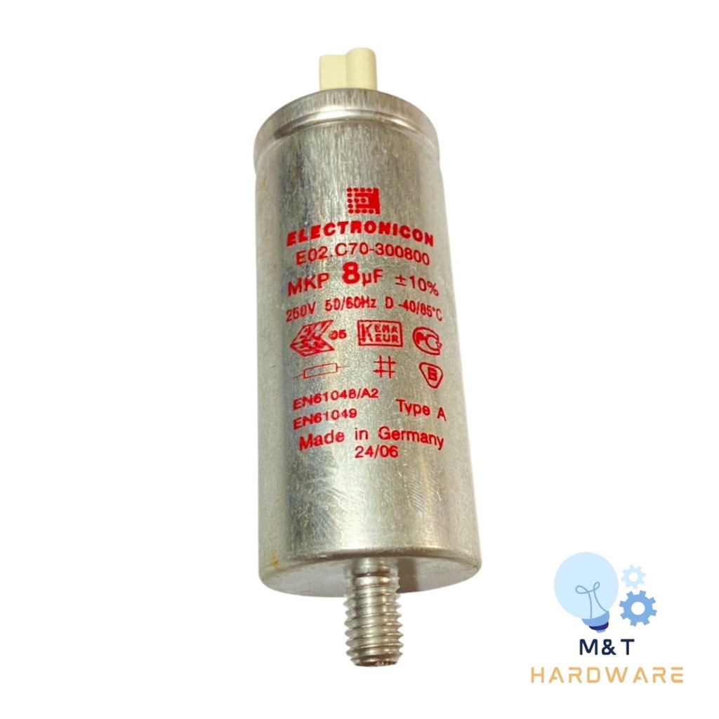 ELECTRONICON อิเล็คโทรนิคอน CAPACITOR 8 MFD.(Aluminium) คาปาซิเตอร์