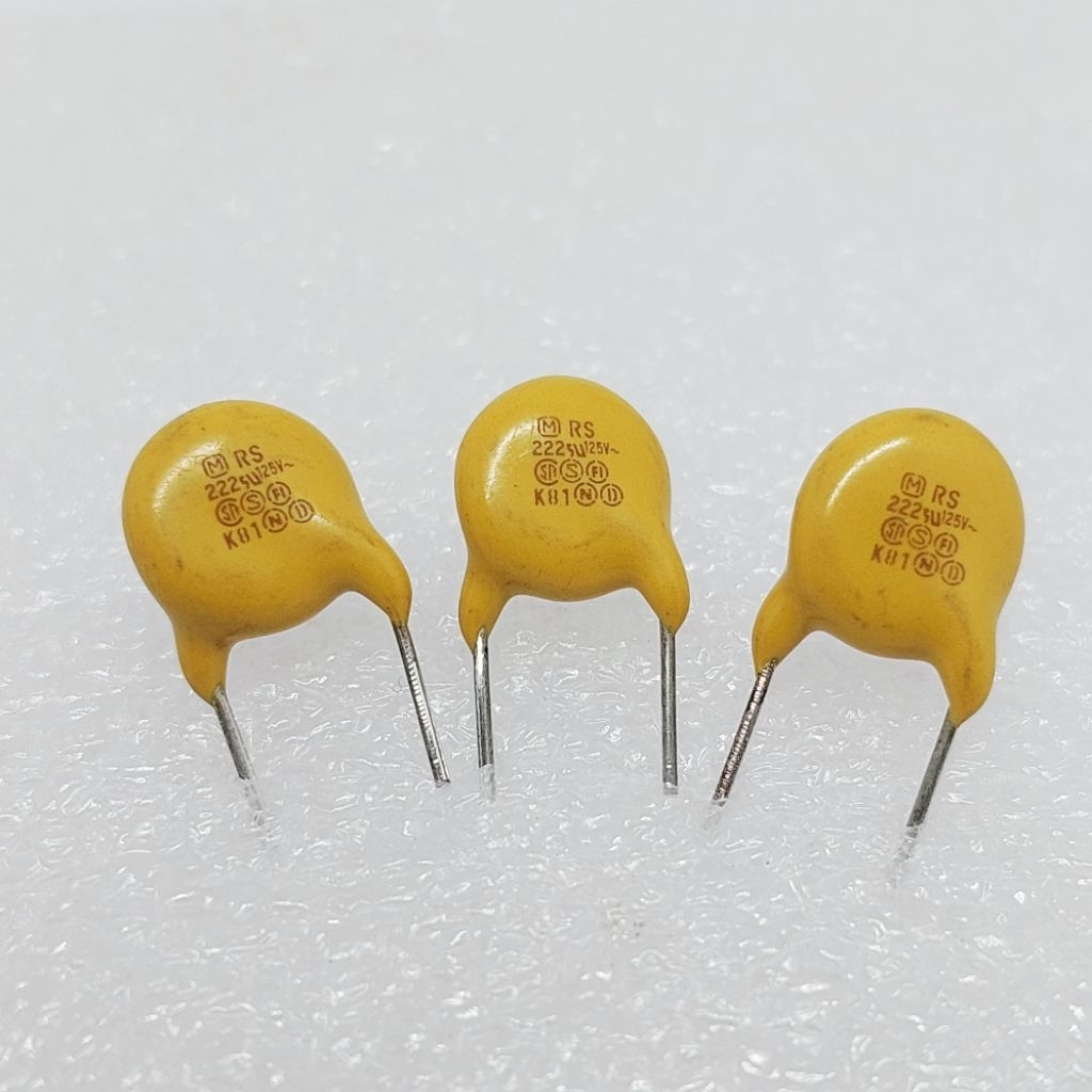 ( 5 ตัว ) 222/ 250V ,Ceramic Capacitor , เซรามิก คาปาซิเตอร์ (2200pF)(2.2nF) ระยะขา 7mm. ชนิด Y2 X1