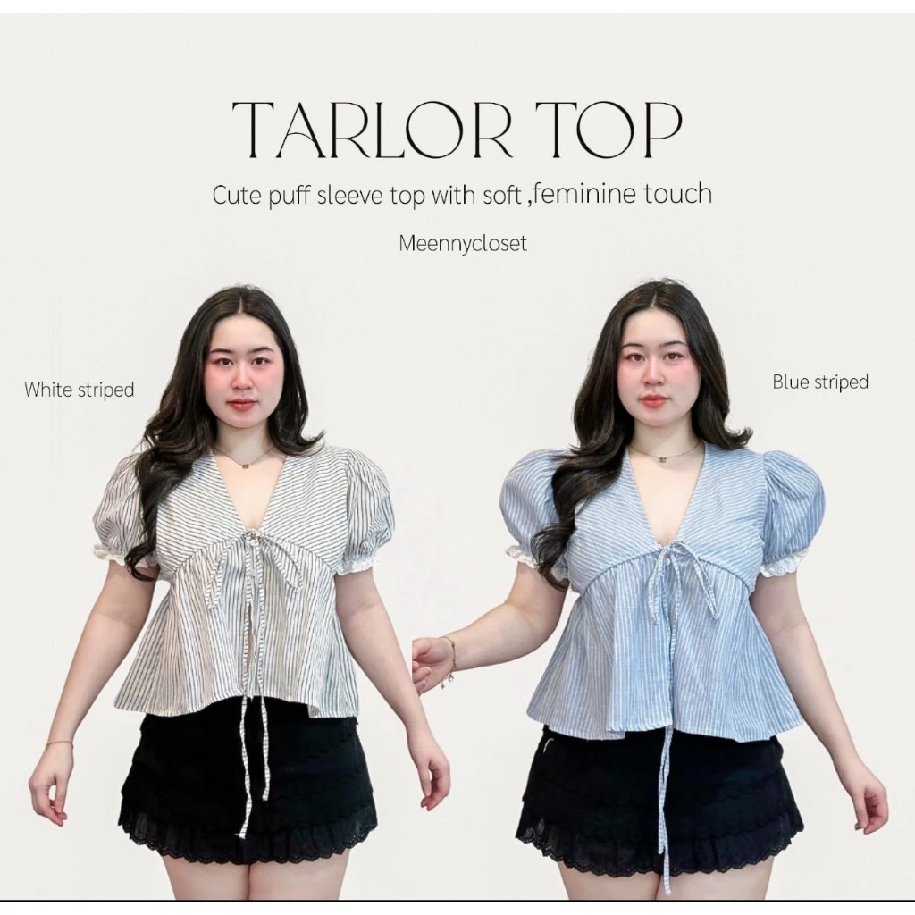 Meenny Closet | VQ02 (มีsize) เสื้อน่ารักเเขนตุ๊กตาผูกหน้า MEENNY