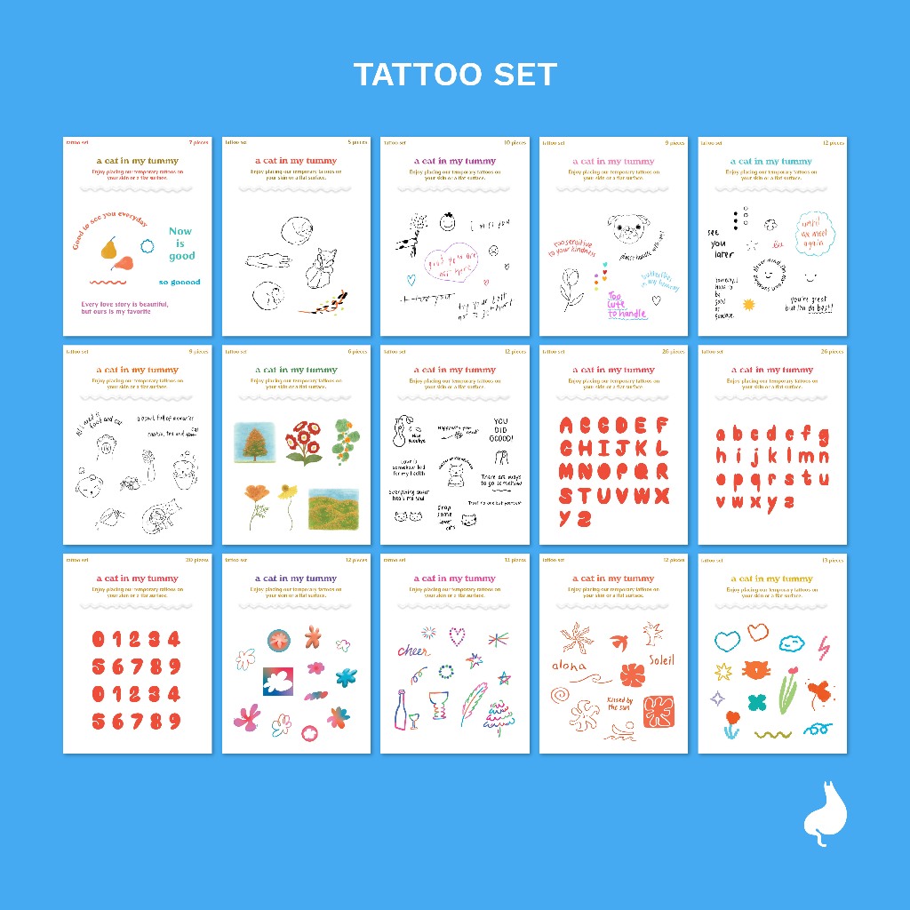 Tattoo Set สติ๊กเกอร์แทททู ซ้อมก่อนสักจริง💫 | a cat in my tummy