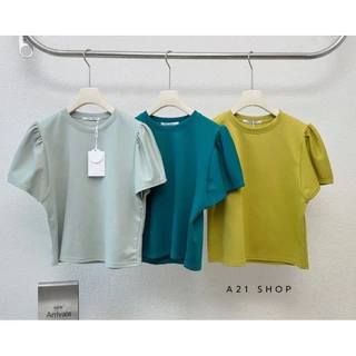 A101 คอกลมสีพื้นแขนกึ่งเจ้าหญิง