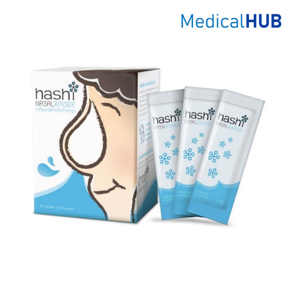 Hashi Refill Salt เกลือฮาชชิ สำหรับ ล้างจมูก จำนวน 1 กล่อง บรรจุ 30 ซอง สีฟ้า 00012