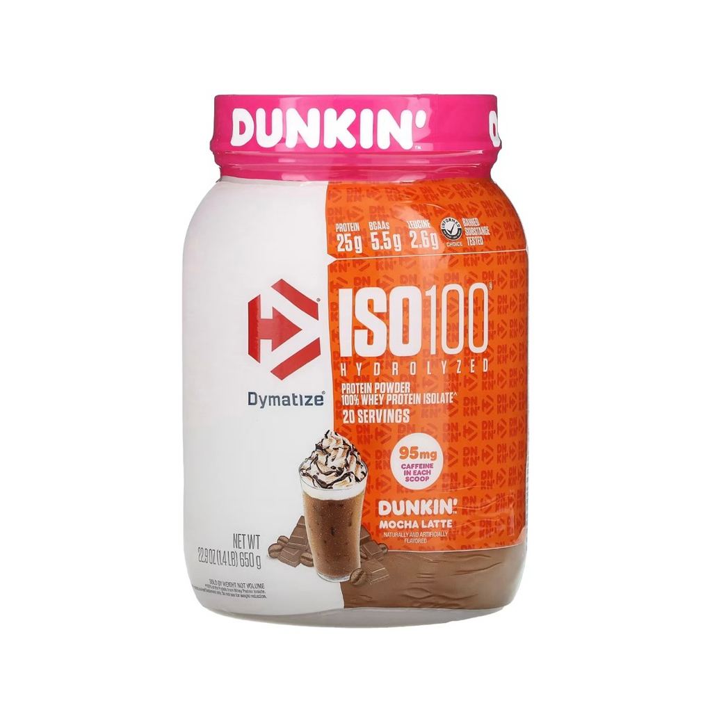 Dymatize ISO100 Hydrolyzed 100% Whey Protein Isolate, Dunkin Mocha Latte 1.4lb (650g)