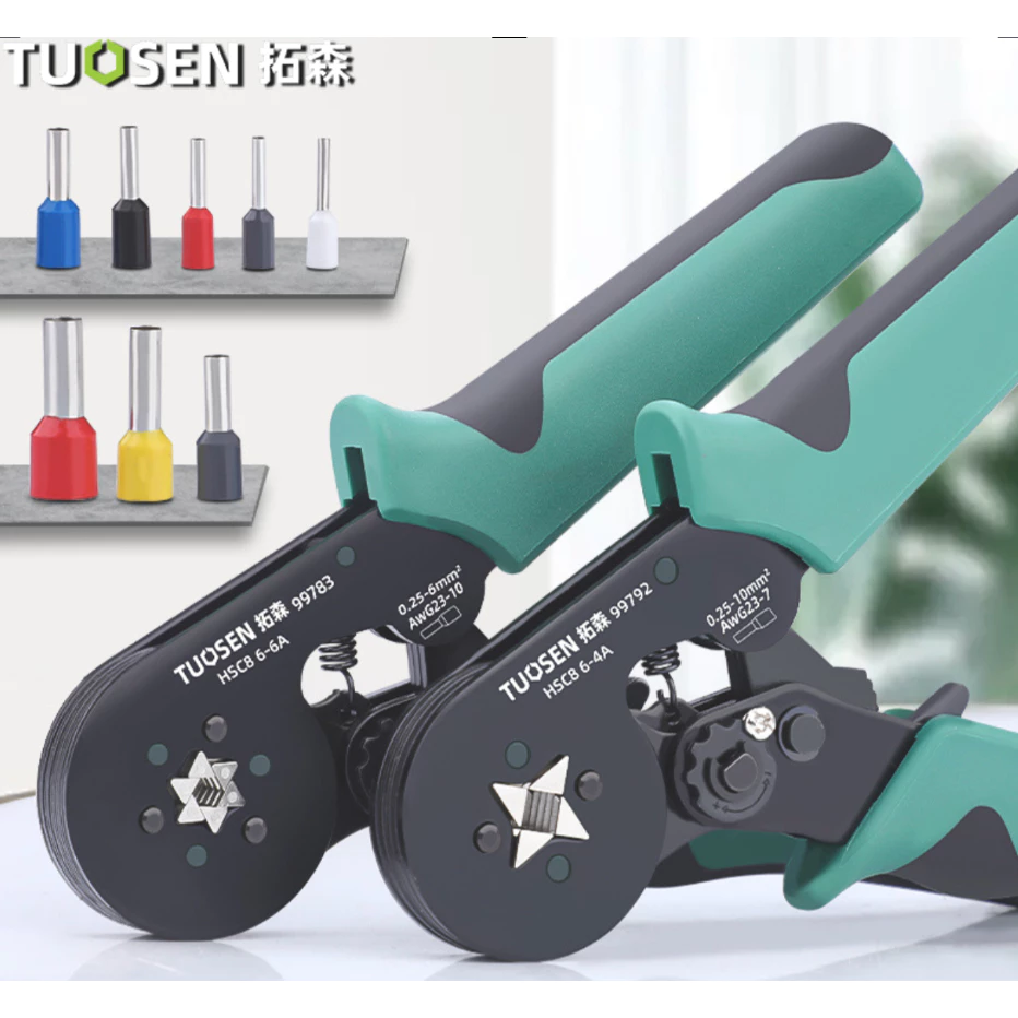 TUOSEN CRIMPING คีมย้ำ หางปลา คอร์ดเอ็น กล่องหางปลา CORD END คีมเครื่องมือ 6-4/6-6 ปรับ RATCHET CRIMPING คีม 99792 99783