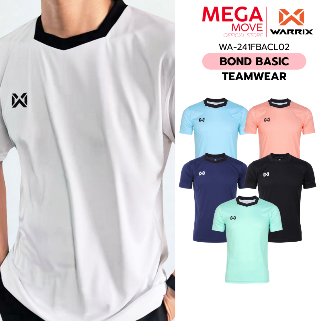 WARRIX เสื้อกีฬา คอเหลี่ยม สีพื้น พาสเทล ผ้าไมโครเรียบ เสื้อแขนสั้น 241FBACL02