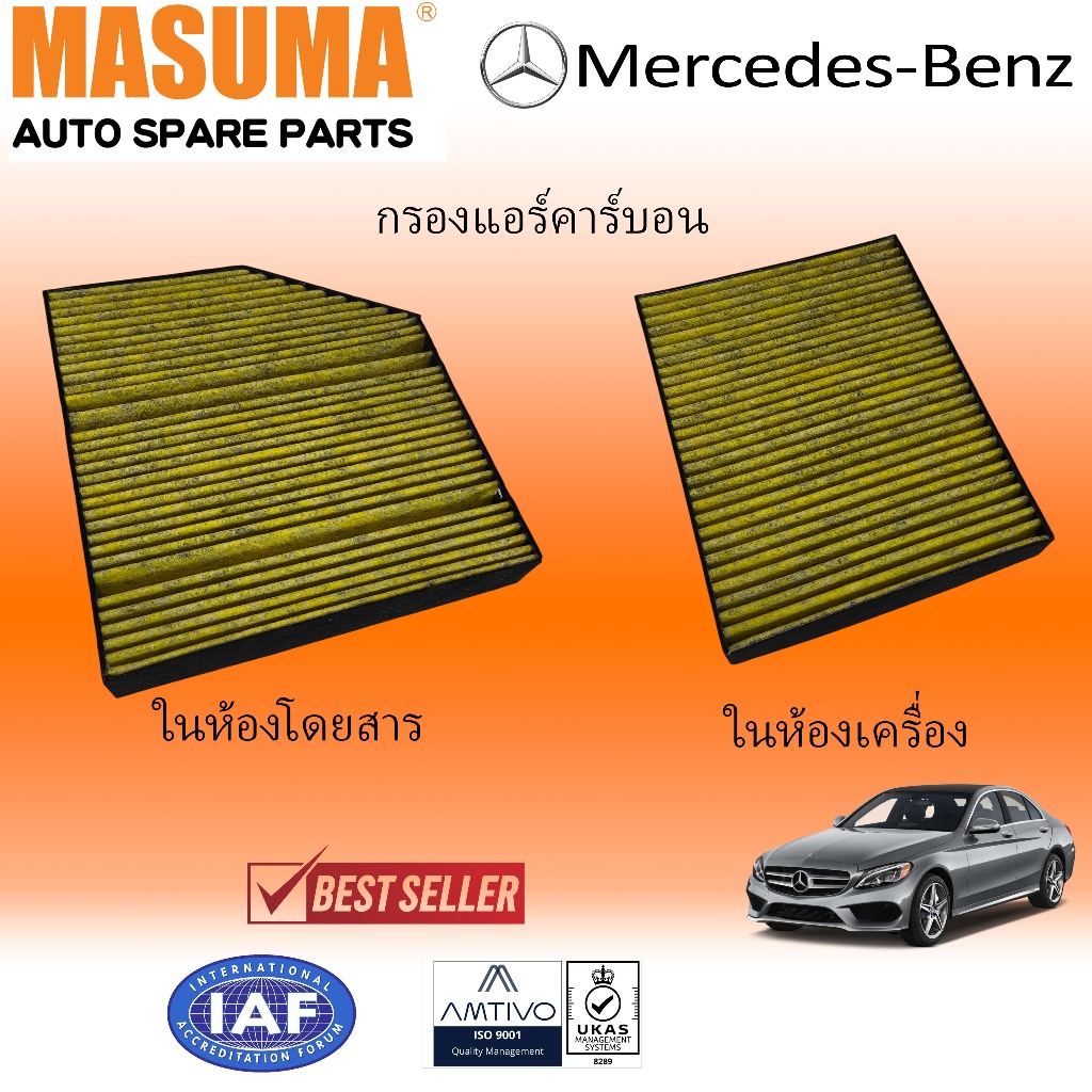 Mercedes-Benz กรองแอร์คาร์บอน pm2.5 C(W205 C205) E(W213 S213 C238) CLS(C257) GLC(C253 w166 c292)