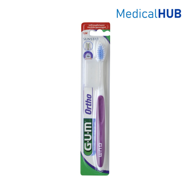 Gum 124 Orthodontic Toothbrush with Cap แปรงสีฟัน สำหรับ ผู้จัดฟัน พร้อมฝาครอบ จำนวน 1 ด้าม 05184