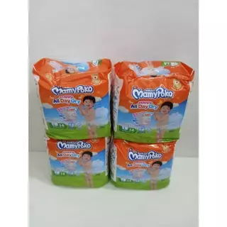 มามี่โพโค ออลเดย์ดราย แพค4ห่อ แพมเพิสเด็กแบบกางเกง MamyPoko All Day Dry (งานครึ่งลัง4ห่อ)