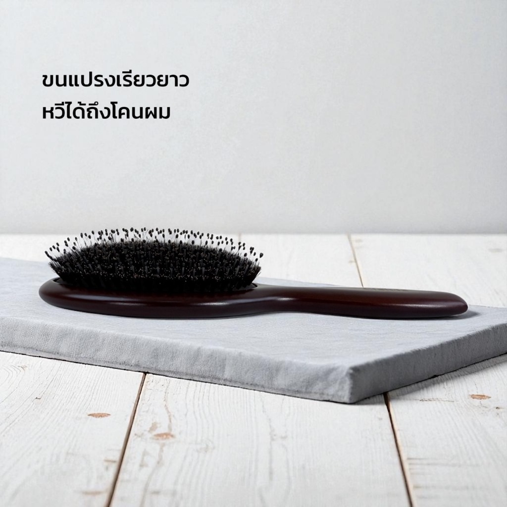 Cielvia หวีแปรงขนหมูป่า รุ่น Premium XL ดีไซน์เรียวยาว ขนหมูป่าเรียงแน่น คลายปมผม ปลายหวีทรงกลม ปลอดภัย ขนาดใหญ่ สะดวก ราคา ถูกที่สุด ดีลบีเคเค แกลเลอรีภาพที่ 2