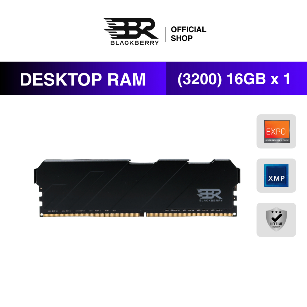 RAM DDR4 16GB PC3200 Blackberry (BBR) Pro Series Black รองรับ Intel/AMD