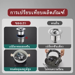 ท่อระบายน้ำอ่างล้างจานในครัว ขนาดสากล ป้องกันการอุดตัน ถ้วยกรอง สแตนเลส 304