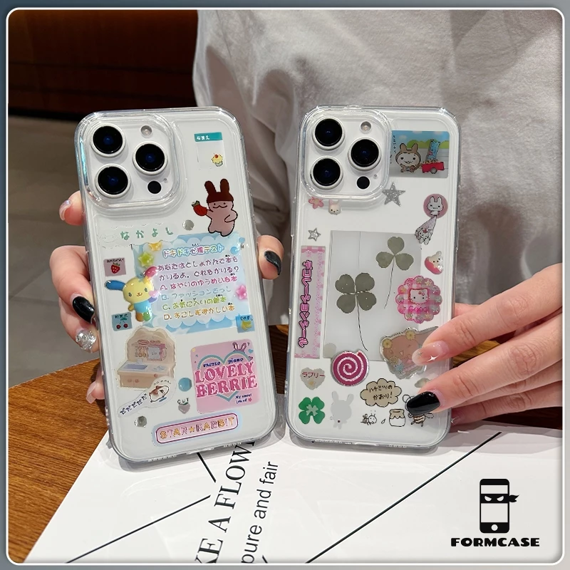 โปร่งใส จัดส่งจากประเทศไทย สไตล์ญี่ปุ่นน่ารักนุ่ม for iPhone เคสไอโฟน 11 12 13 14 15 16 PLUS PRO MAX X XS MAX XR 7/8PLUS