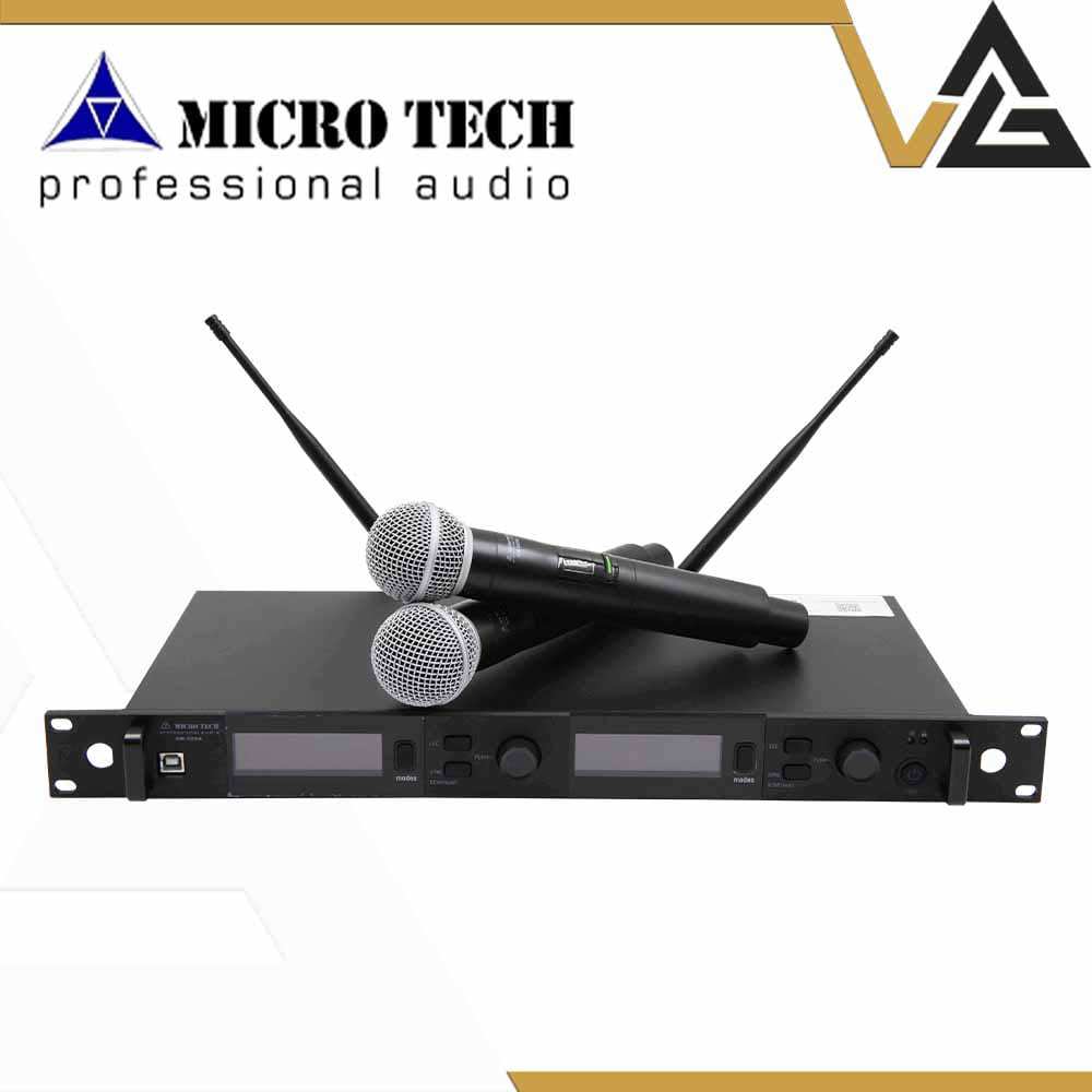 MICRO TECH รุ่น GM-555A ไมค์ลอยมือถือคู่ ย่าน UHF 694 ถึง 756 MHz ปรับความถี่ได้ มีกล่องเก็บไมค์