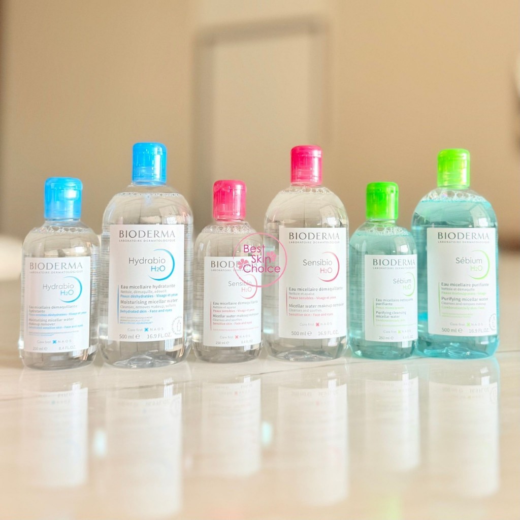 คลีนซิ่ง Bio derma มี 3 สูตร  Sensibio, Sebium, Hydrabio มีหลายขนาดให้เลือก