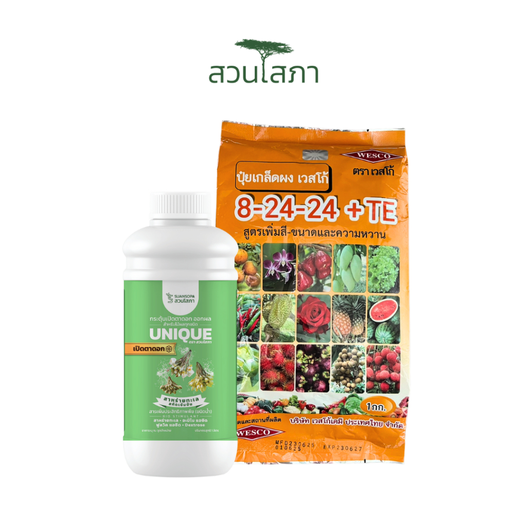 สวนโสภา - สาหร่ายเปิดตาดอก(1ลิตร) + เวสโก้8-24-24+TE(1กก.)