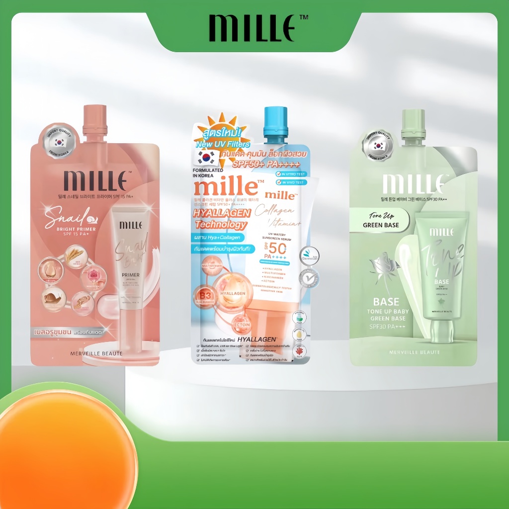 (ซอง) มิลเล่ ซุปเปอร์ ไวท์เทนนิ่ง โกลด์ โรส บีบี ครีม MILLE SUPER WHITENING GOLD ROSE BB CREAM SPF30 PA++ 6g