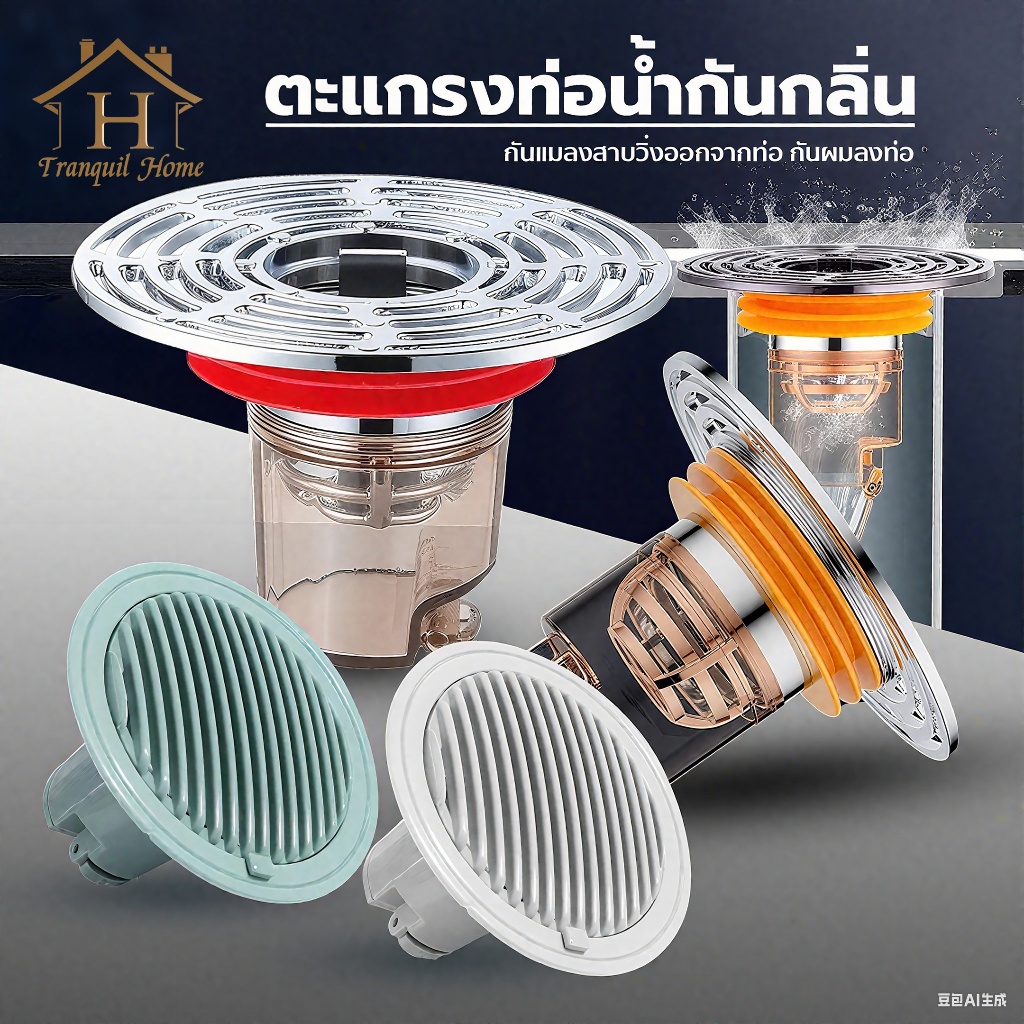 2 in 1 ฝาครอบท่อระบายน้ํา กันกลิ่นท่อระบายน้ำ ตะแกรงกันกลิ่น อุดตันท่อระบายน้ำ ตะแกรงท่อระบายน้ำ ระบบน้ำ ห้องน้ำ