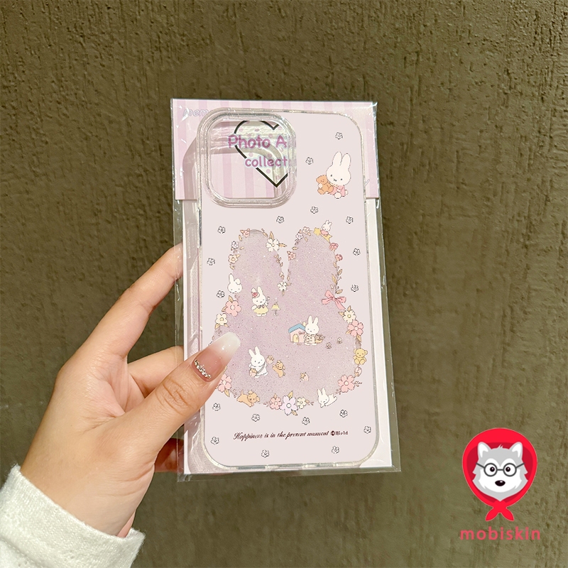 การ์ตูนน่ารักกระต่ายน้อยสีสันดอกไม้ เคส IPhone 11 14 15 12 13 Pro Max 8 7 8Plus X 7Plus XR 15 14 Plus XS Max