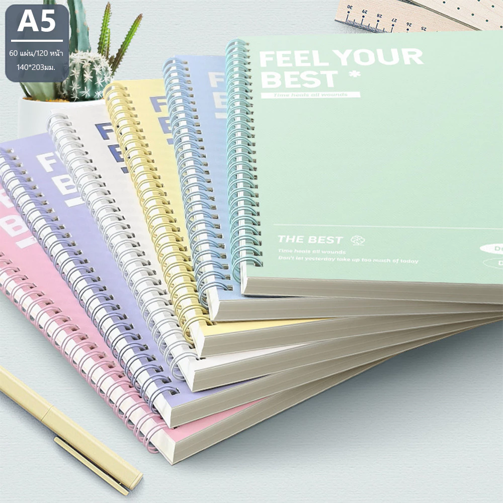 HOKEMP 4PCS สมุด สมุดโน้ต A5 ลายตารางและหน้าเลื่อนได้ สมุดโน๊ต สมุดไดอารี่