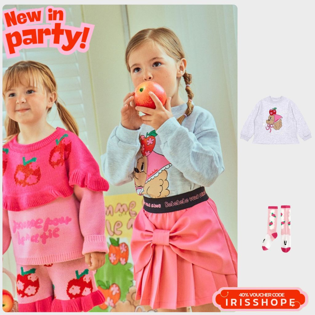【พร้อมส่ง】「สินค้าลิขสิทธิ์แท้」IRIS KIDS 25 autumn Bebe series IKS33034 sweet apple เสื้อผ้าสไตส์เกาหลี ผ้านุ่มใส่สบาย