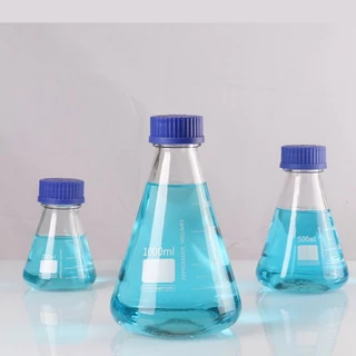 ขวดรูปชมพู่ ฝาเกลียว Erlenmeyer Flask with screw cap 250ml 500ml1000ml