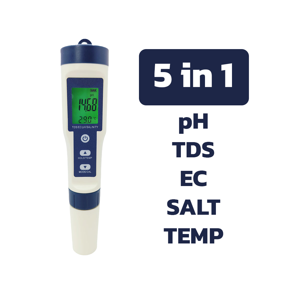 เครื่องวัดคุณภาพน้ำ 5in1  รุ่นEZ-9909 สำหรับวัด pH,TDS,EC,SALT,TEMP 10023