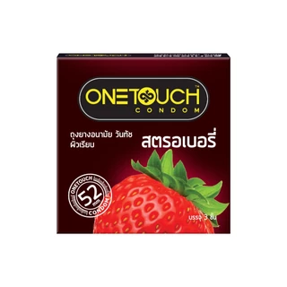 Onetouch ถุงยางอนามัย ขนาด 52 mm. รุ่น สตรอเบอร์รี่ กล่อง 3 ชิ้น x 12 กล่อง