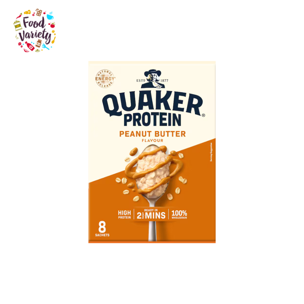 [Best Before 25-Jul-2026]Quaker Protein Oats Peanut Butter 8 Pack 344g เควกเกอร์ โปรตีน ข้าวโอ๊ตสำเร็จรูป รสเนยถั่ว 8 ซอ