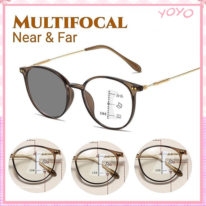 [จัดส่งรวดเร็วจากกรุงเทพ] สายตาสั้น0°-400° แว่นตาโฟโตโครมิกสุดทันสมัย แว่นตากรองแสงสีฟ้าสำหรับผู้หญิง น้ำหนักเบามาก