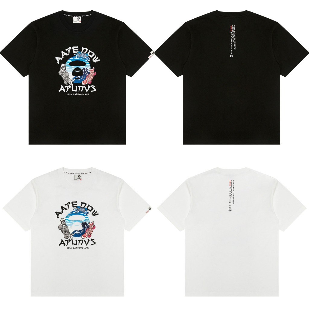 [ ของแท้ ] เสื้อ Aape by A Bathing Ape moonface logo Koi Fish graphic tee ของใหม่ พร้อมส่ง