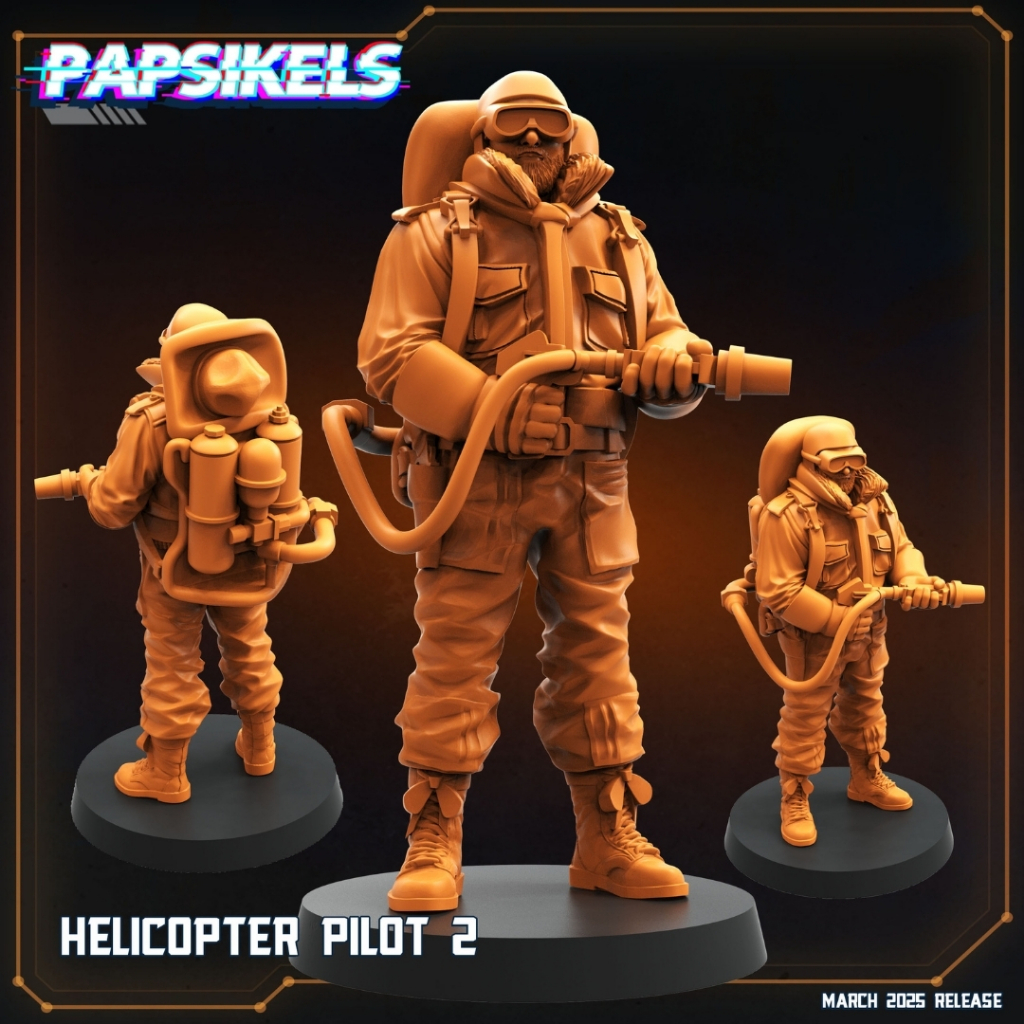 Helicopter Pilot 2 - It Was One of Us - Humanoid Human / 32mm scale 3D printed miniature PSK