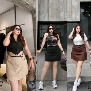 /LC/ กระโปรงทรงสอบ สาวอวบ มีไซส์เอว34-50 ผ้าคอตตอนผสมอยู่ทรง ใส่สบาย โทนสีเอิร์ธโทน แมทช์ง่าย #กระโปรงไซส์ใหญ่ พลัสไซส์