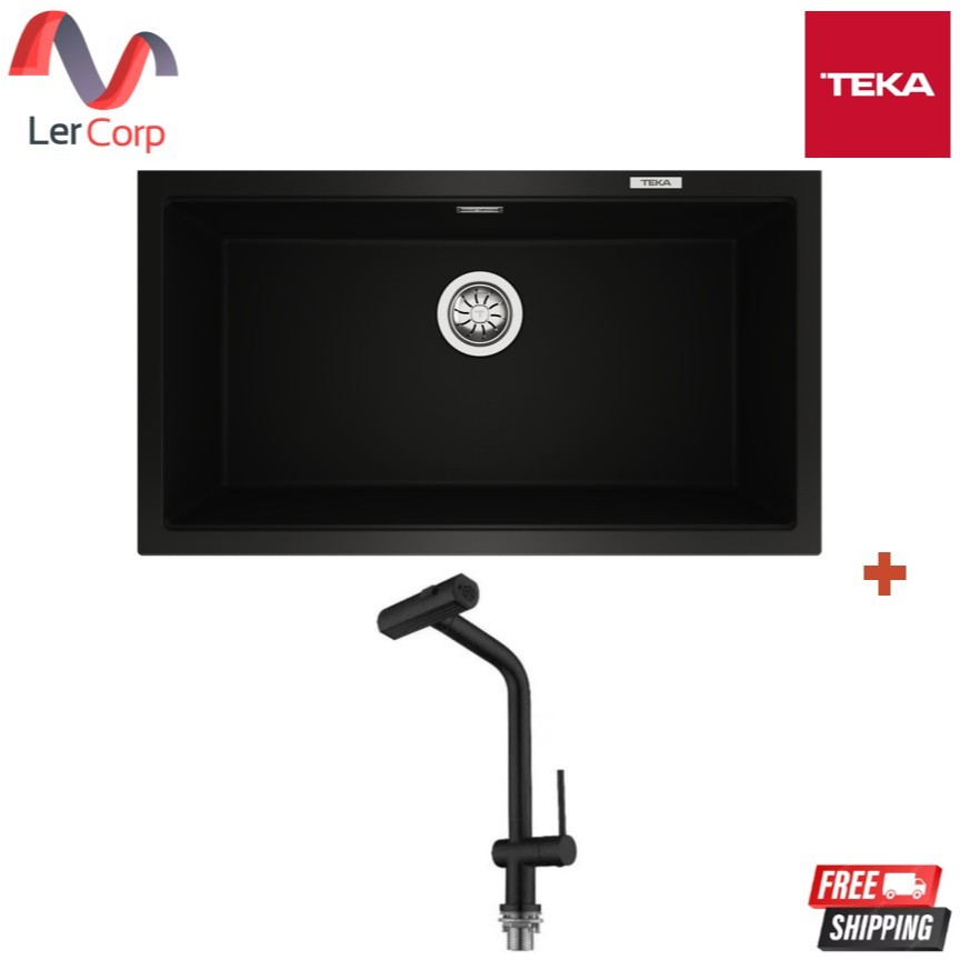 (Teka) ซิงค์ล้างจาน รุ่น KUBE 72.37 TG + ก๊อกน้ำ TW BK