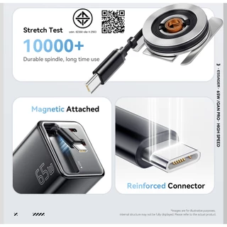 Essager อะแดปเตอร์พร้อมสายชาร์จ USB Type C 65W รองรับชาร์จเร็ว อุปกรณ์ชาร์จโทรศัพท์ ที่ชาร์จโทรศัพท์ B08