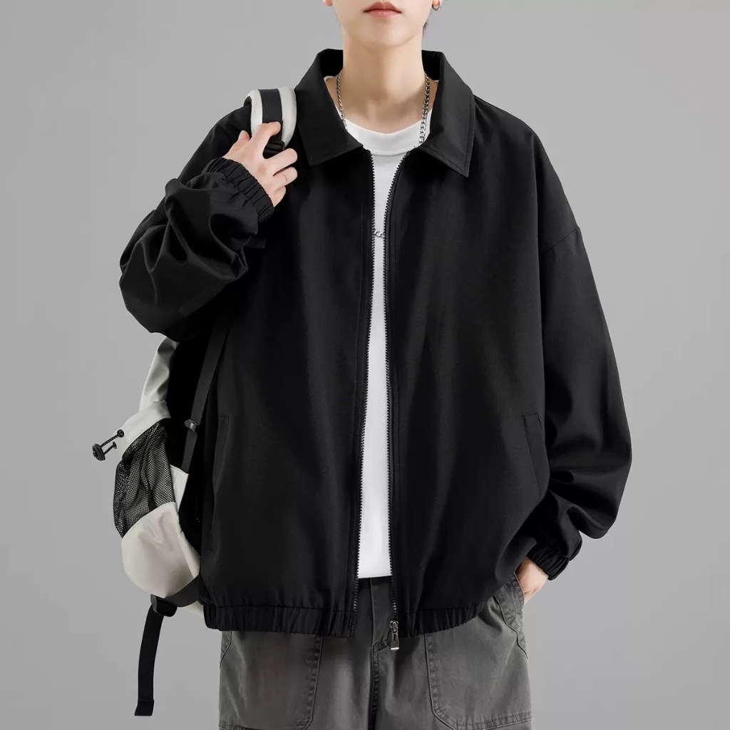 🚚men's jackets🚚เสื้อแจ็กเก็ตผู้ชาย เสื้อแจ็คเก็ตผู้ชายกันลม เสื้อแ มีซิป มีกระเป๋า2ข้างเท่สุดๆ สบายๆ สไตล์คลาสสิก