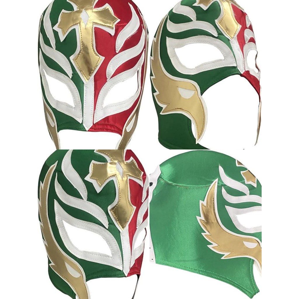 หน้ากาก  Rey Mysterio Adult Lucha Libre Mask (Pro-fit) Costume Wear - Red White Green