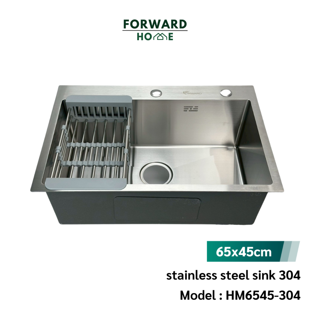 Forward ซิงค์ล้างจาน ซิงค์ล้างจานสแตนเลส อ่างล้างจาน สแตนเลส304 ขนาด65x45ซม stainless steel sink SUS