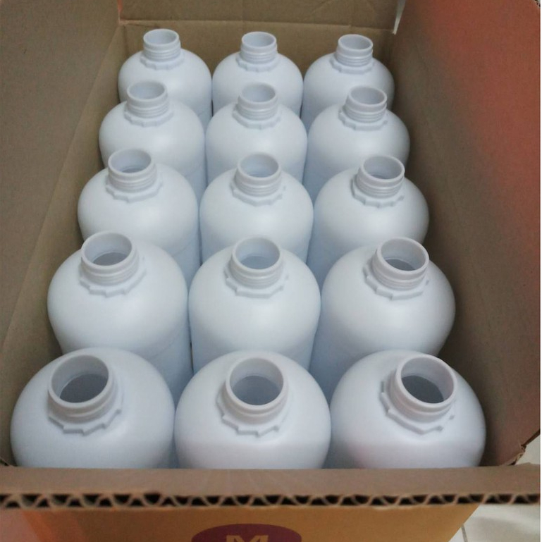 ขวดเปล่าพลาสติก HDPE ขนาด 1 ลิตร (ลัง 15 ขวด) เนื้อพลาสติกสีขาว พร้อมฝาปิด และจุกปิดใน