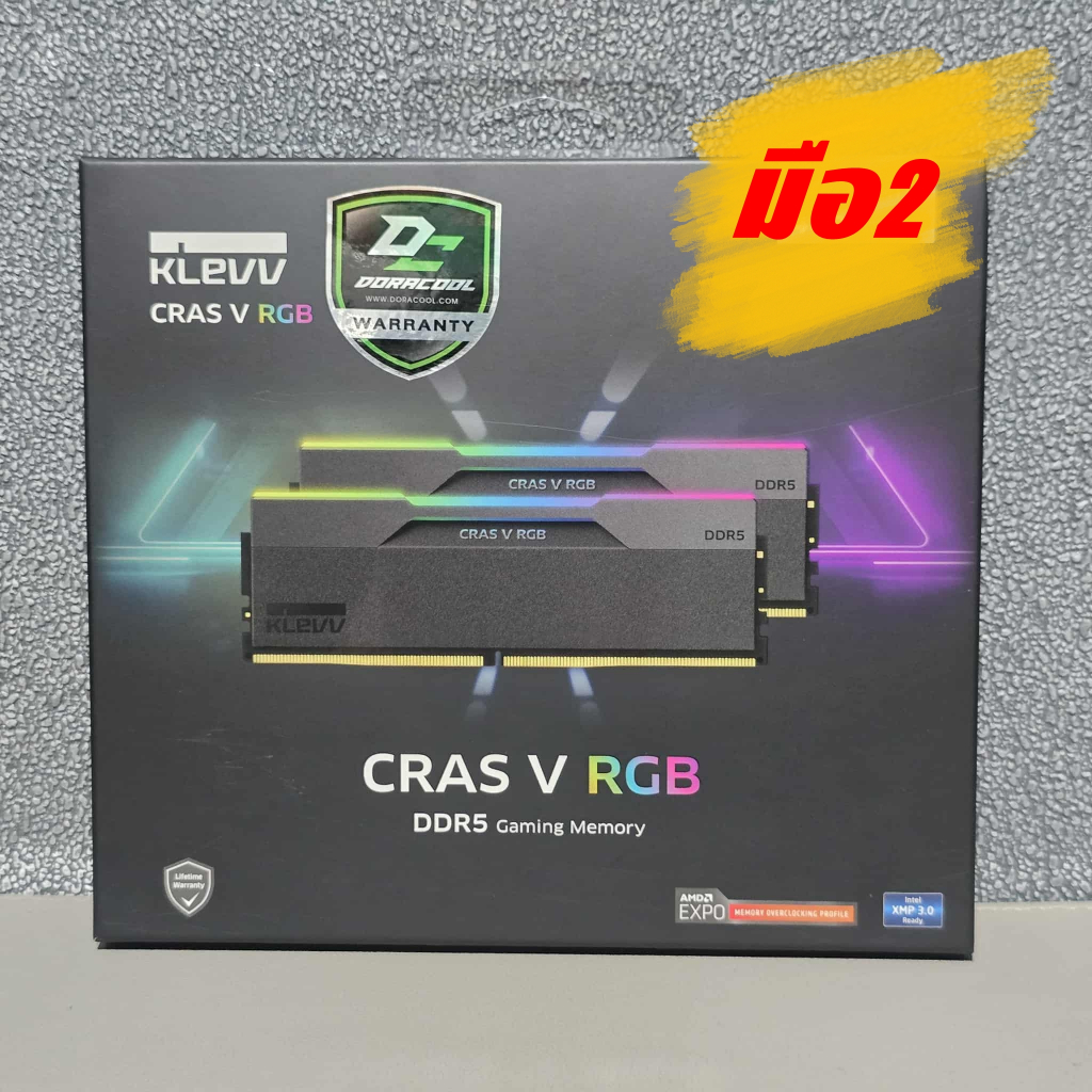 แรมพีซี RAM DDR5 48GB 24x2 BUS 6400Mhz KLEVV CRAS V RGB GAMING OC MEMORY (ครบกล่อง) ใช้งานปกติ/ประกั