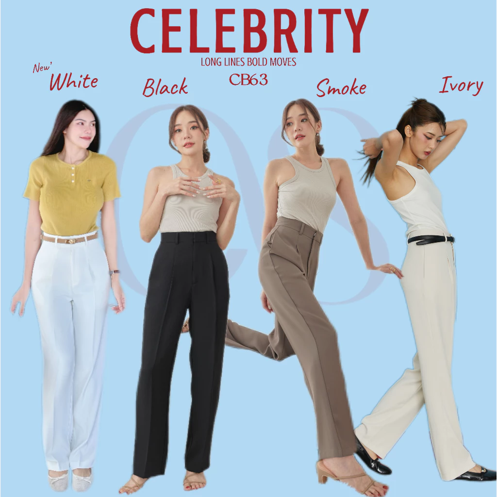 CelebrityStyle CB63-PANTS กางเกงขายาว ทรงกระบอก เอวสูง ผ้าพรีเมียมมากๆ จากCelebrity