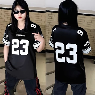 เสื้อทรงสเก็ตผู้หญิง oversize เสื้อผ้าสาวอวบคนอ้วนไซส์ใหญ่ เสื้อโอเวอร์ไซส์บาสเท่ๆ วินเทจ กีฬาลําลองทรงหลวมสไตล์เกาหลี