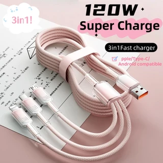 120W 3-in-1 สายชาร์จเร็ว Gradient Data Cable USB to Type-C/Micro/iOS สำหรับ Android/Pad/Phone