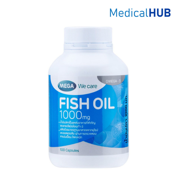Mega We Care Fish Oil 1000 mg  เมก้า วีแคร์ ฟิช ออยล์ บำรุงสมอง หัวใจ ขนาด 100 แคปซูล 02259