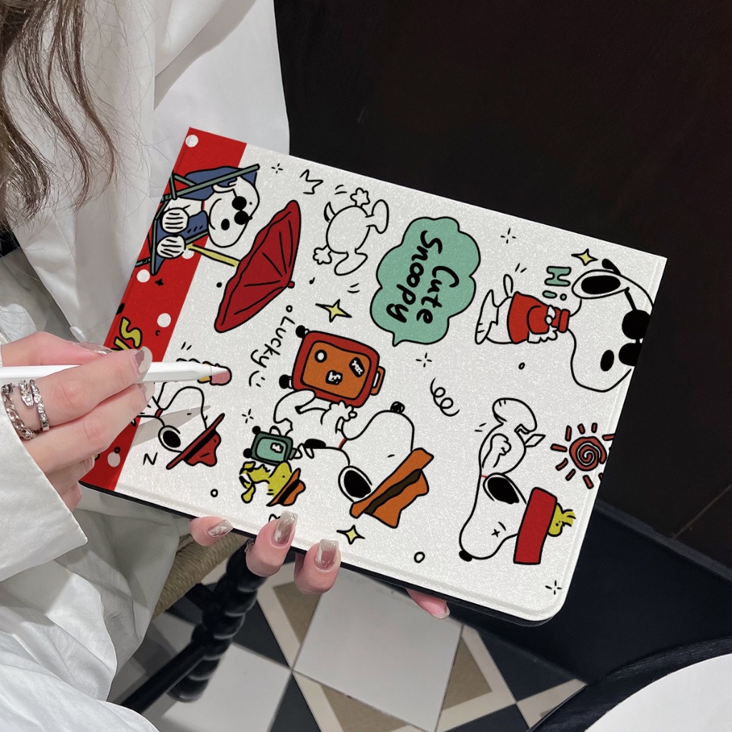 🚚พร้อมส่ง🚚เคส Samsung Tab S9+ S10 FE S9 FE+ A9+ S7 Snoopy A8 S7 FE A9 S9 มีที่ใส่ปากกา A7 Lite S7 S8