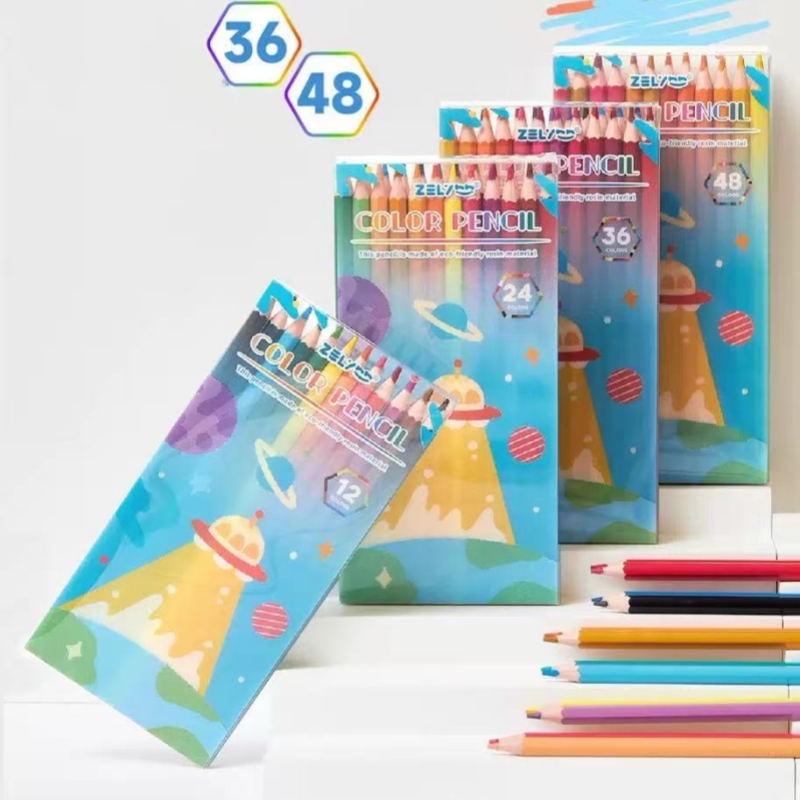 ดินสอสีลบได้สำหรับเด็ก 36 สี 48 สี ของแท้ 100% พร้อมหัวยางลบ เหมาะสำหรับผู้เริ่มต้นวาดภาพ ชุดเครื่องเขียนสำหรับเด็ก