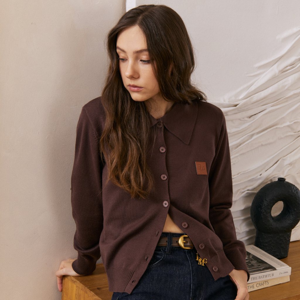 Bemingtop994(S-M)-BMG Collar Knit Cardigan – คาร์ดิแกนคอปกเรียบเท่ เสริมลุคให้ดูดี - รูปที่ 7