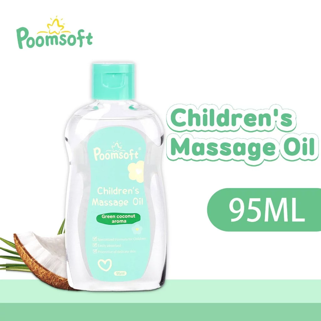 Poomsoft เบบี้ออยล์ น้ำมันนวดสำหรับทารก ออยบำรุงผิว ทาผิวเด็ก กลิ่นมะพร้าว น้ำมันทารก 95ML BABY OIL