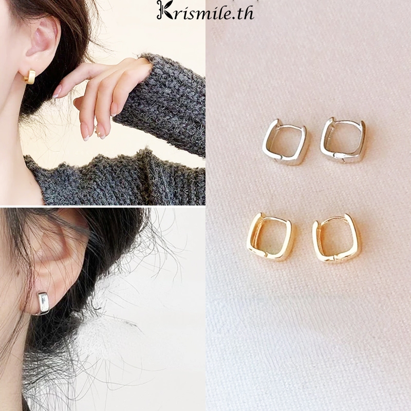 COD-ในไทย ต่างหู รูปตัวยู U ทรงเรขาคณิต สีทอง สีเงิน แฟชั่นเกาหลี สไตล์เรียบง่ายสำหรับผู้หญิง คนแพ้ง่ายใส่ได้-Kri ราคา ถูกที่สุด ดีลบีเคเค รูปภาพหลัก