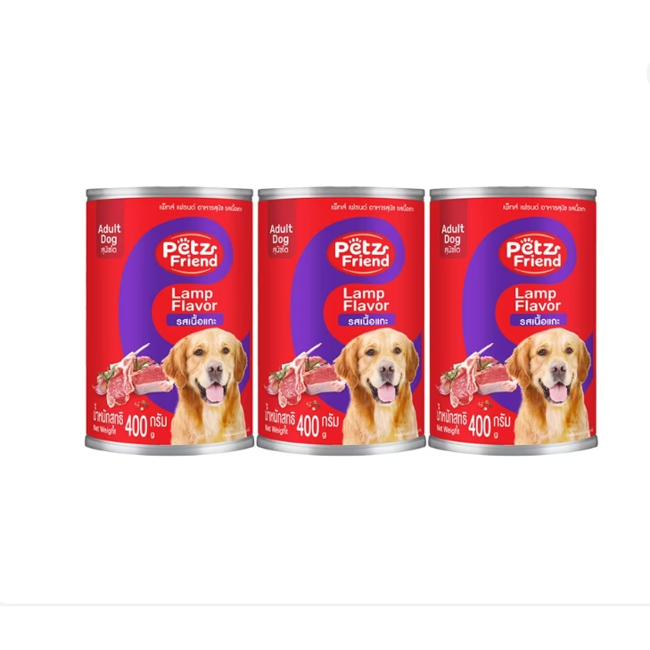 เพ็ทส์เฟรนด์ อาหารสุนัข รสเนื้อแกะ 400กรัม X 3 Petz Friend Lamp Flavor 400g x3
